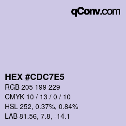 Farbcode: HEX #CDC7E5 | qconv.com