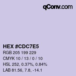 Código de color: HEX #CDC7E5 | qconv.com