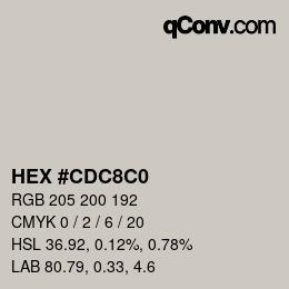 カラーコード: HEX #CDC8C0 | qconv.com