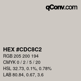 Color code: HEX #CDC8C2 | qconv.com