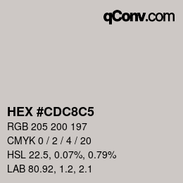 Color code: HEX #CDC8C5 | qconv.com