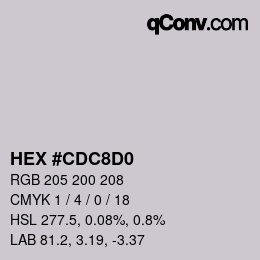 カラーコード: HEX #CDC8D0 | qconv.com