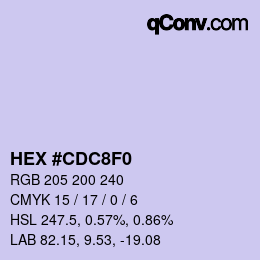 颜色代码: HEX #CDC8F0 | qconv.com