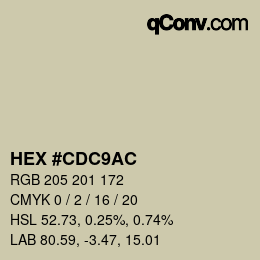 カラーコード: HEX #CDC9AC | qconv.com
