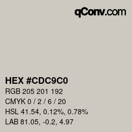 Farbcode: HEX #CDC9C0 | qconv.com