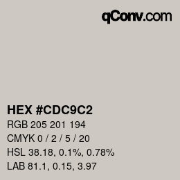 カラーコード: HEX #CDC9C2 | qconv.com