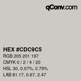 カラーコード: HEX #CDC9C5 | qconv.com