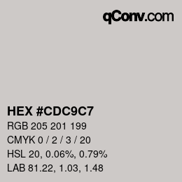 Color code: HEX #CDC9C7 | qconv.com
