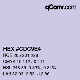 カラーコード: HEX #CDC9E4 | qconv.com