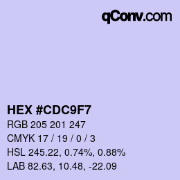 Color code: HEX #CDC9F7 | qconv.com