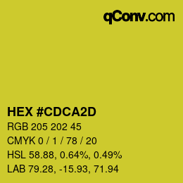 颜色代码: HEX #CDCA2D | qconv.com