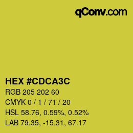 Color code: HEX #CDCA3C | qconv.com