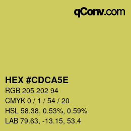 Code couleur: HEX #CDCA5E | qconv.com