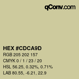 Color code: HEX #CDCA9D | qconv.com