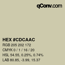 Color code: HEX #CDCAAC | qconv.com
