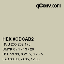 Color code: HEX #CDCAB2 | qconv.com