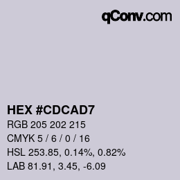 Color code: HEX #CDCAD7 | qconv.com