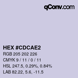 颜色代码: HEX #CDCAE2 | qconv.com