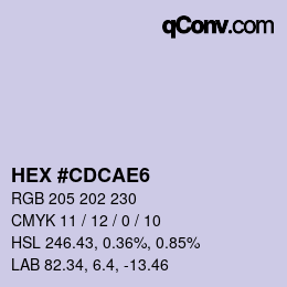 Color code: HEX #CDCAE6 | qconv.com