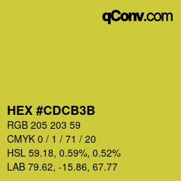 Color code: HEX #CDCB3B | qconv.com