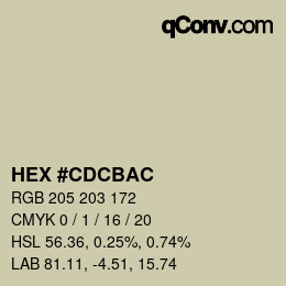 Color code: HEX #CDCBAC | qconv.com