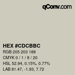 Farbcode: HEX #CDCBBC | qconv.com