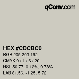 Farbcode: HEX #CDCBC0 | qconv.com