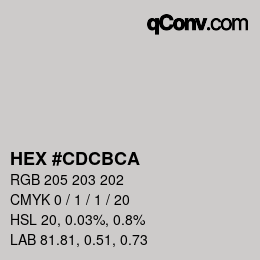 Color code: HEX #CDCBCA | qconv.com
