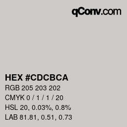 Color code: HEX #CDCBCA | qconv.com