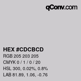 Código de color: HEX #CDCBCD | qconv.com