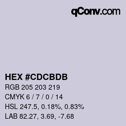 カラーコード: HEX #CDCBDB | qconv.com