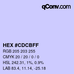 Color code: HEX #CDCBFF | qconv.com