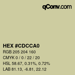 颜色代码: HEX #CDCCA0 | qconv.com
