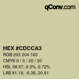 颜色代码: HEX #CDCCA3 | qconv.com