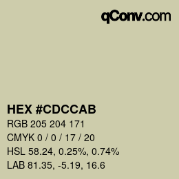 Color code: HEX #CDCCAB | qconv.com