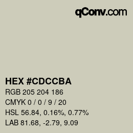 カラーコード: HEX #CDCCBA | qconv.com