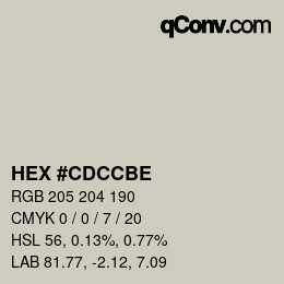 Color code: HEX #CDCCBE | qconv.com