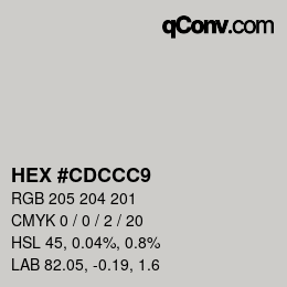 Color code: HEX #CDCCC9 | qconv.com