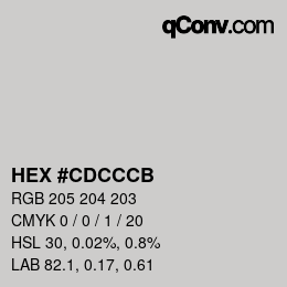 カラーコード: HEX #CDCCCB | qconv.com
