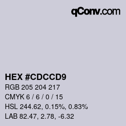 Color code: HEX #CDCCD9 | qconv.com