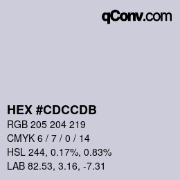カラーコード: HEX #CDCCDB | qconv.com