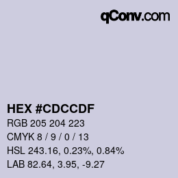 Color code: HEX #CDCCDF | qconv.com