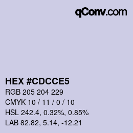 颜色代码: HEX #CDCCE5 | qconv.com
