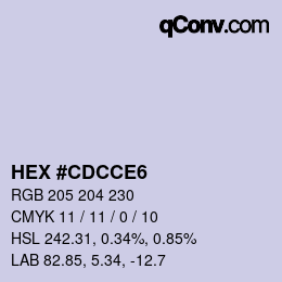 颜色代码: HEX #CDCCE6 | qconv.com