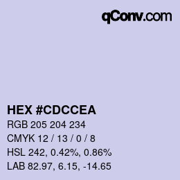 カラーコード: HEX #CDCCEA | qconv.com