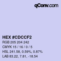 颜色代码: HEX #CDCCF2 | qconv.com