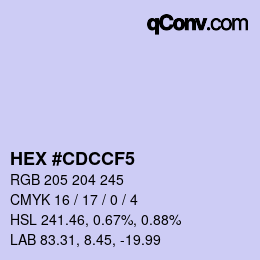 Color code: HEX #CDCCF5 | qconv.com