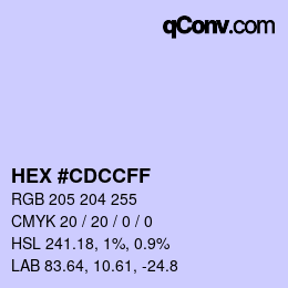 カラーコード: HEX #CDCCFF | qconv.com