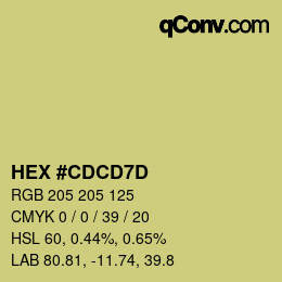 Color code: HEX #CDCD7D | qconv.com
