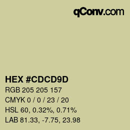 颜色代码: HEX #CDCD9D | qconv.com